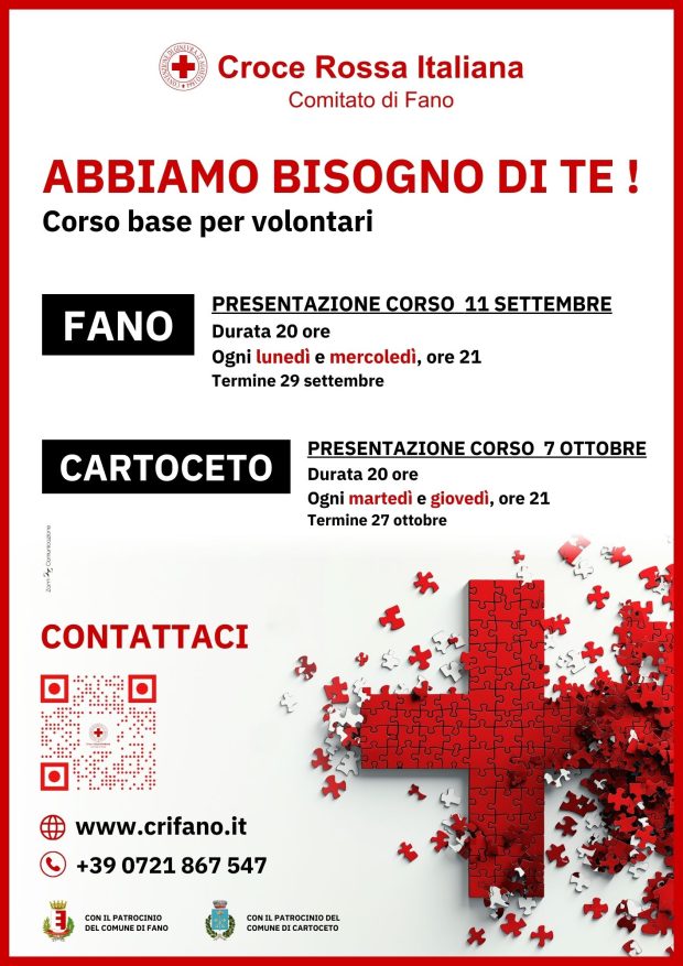 Croce Rossa Italiana Fano, al via i corsi per aspiranti volontari