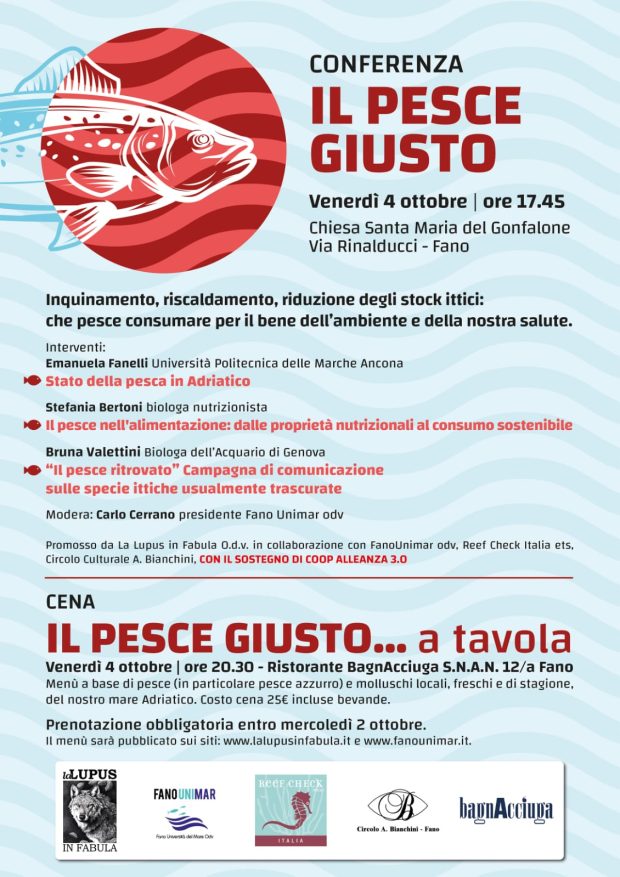 “Il Pesce Giusto”, venerdì 4 ottobre a Fano conferenza e cena