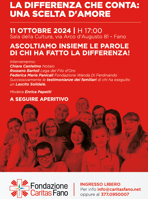 “La differenza che conta”, nuova campagna di sensibilizzazione promossa da Caritas Fano