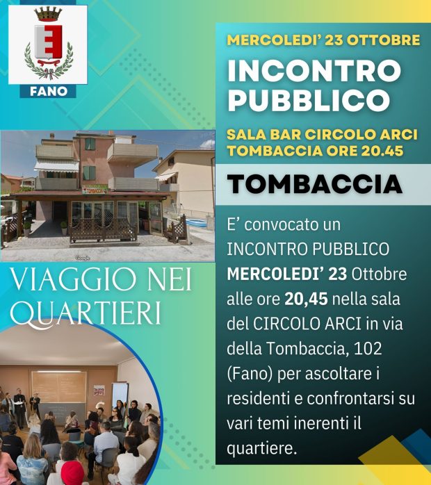 Al via il tour nei quartieri di Fano: domani appuntamento a Tombaccia