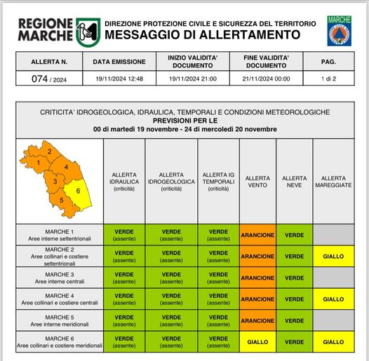 Fano, allerta meteo per il vento forte. Attivato il Coc