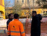 Fano, betoniere in piazza Andrea Costa per i lavori di pavimentazione