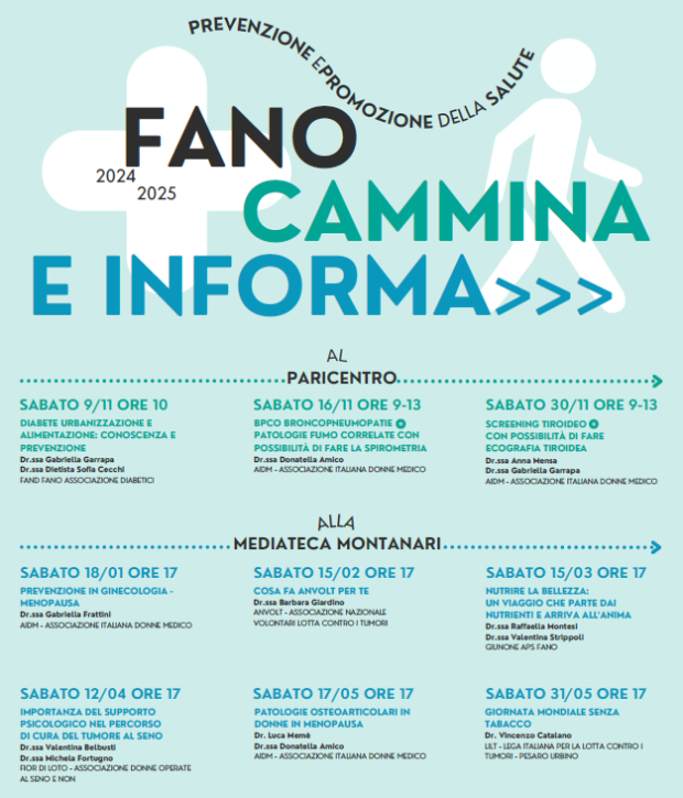 Sabato 15 ‘Nutrire la bellezza’: appuntamento medico-scientifico del progetto Fano Cammina e Informa