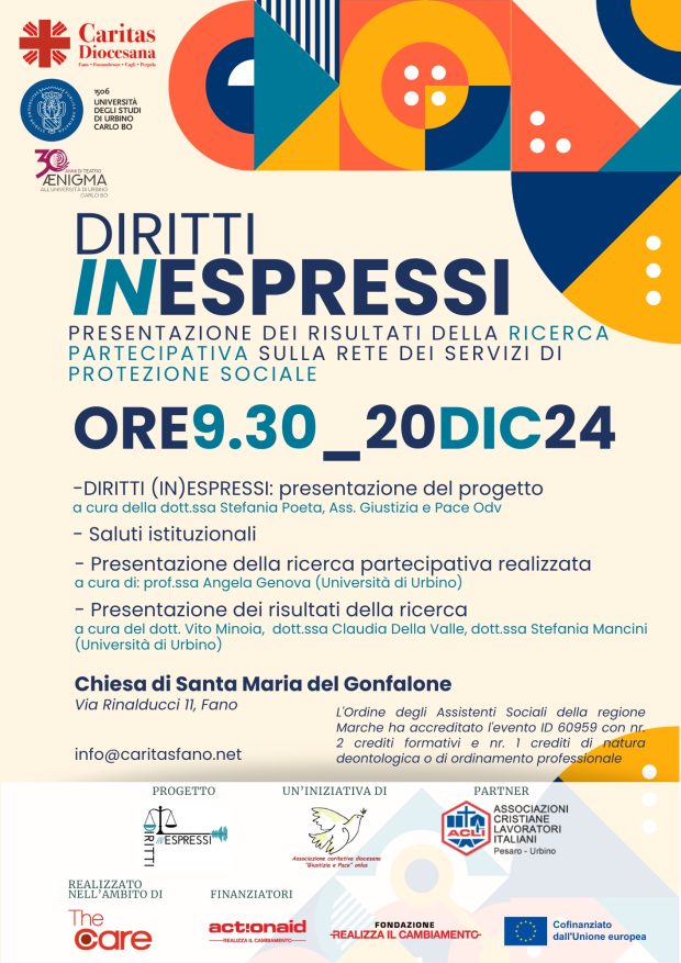 Il 20 dicembre a Fano la presentazione della ricerca Diritti In-Espressi