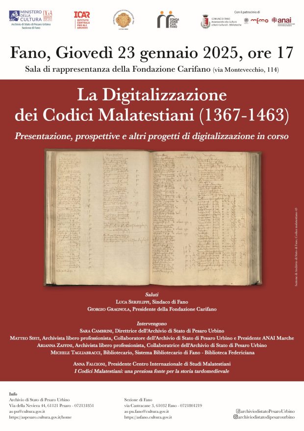La digitalizzazione dei Codici Malatestiani: presentazione, prospettive e altri progetti in corso. Se ne parla giovedì 23