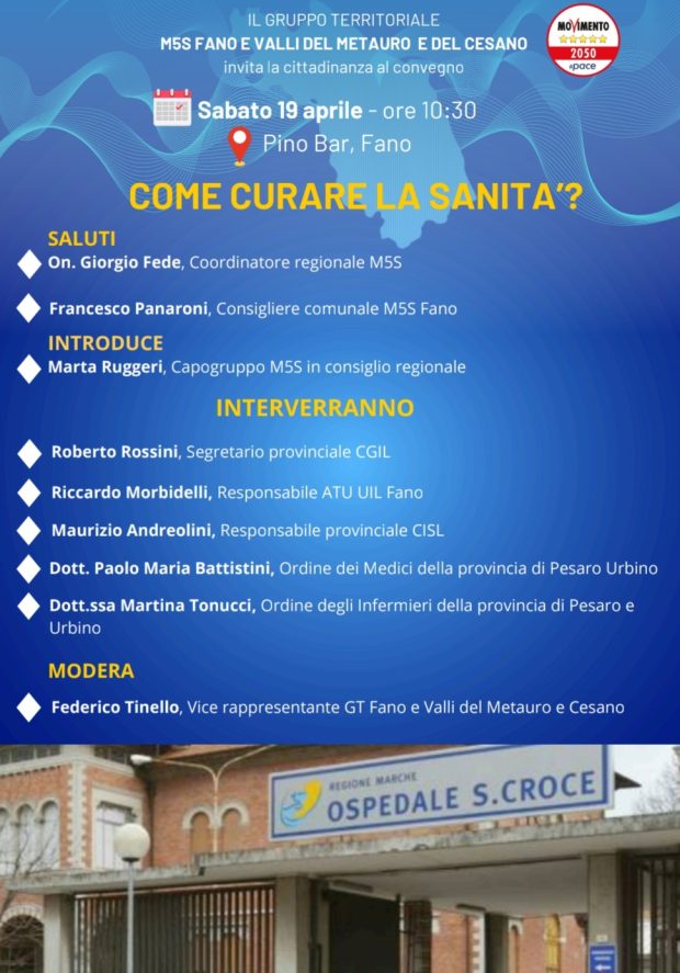 Movimento 5 Stelle Fano organizza il convegno “Come curare la sanità?”