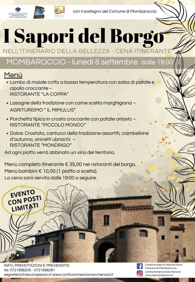 “I Sapori del Borgo”: cena itinerante a Mombaroccio