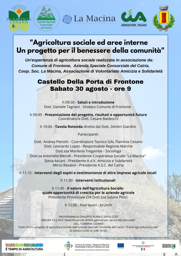 Agricoltura sociale, a Frontone il convegno conclusivo dell’innovativo progetto