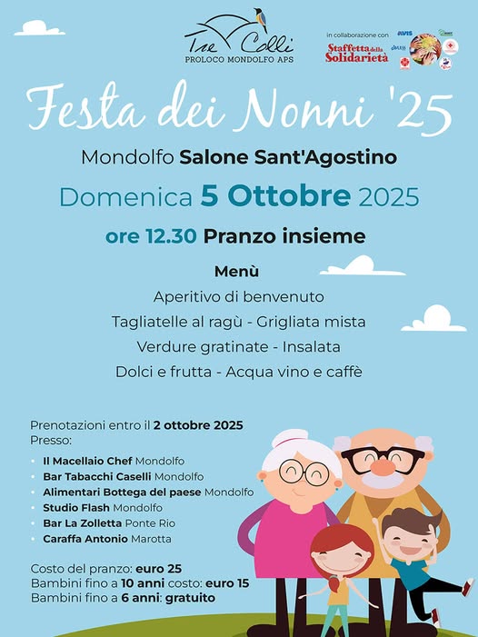 Mondolfo celebra i nonni: torna la “Festa dei Nonni 2025” organizzata da pro loco Tre Colli