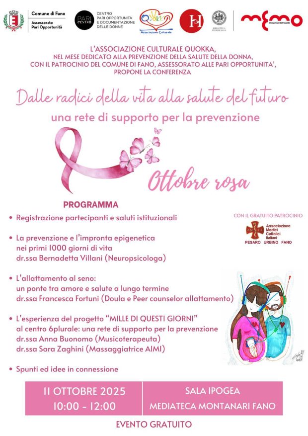 Ottobre Rosa: a Fano il primo appuntamento con la conferenza “Dalle radici della vita alla salute del futuro”