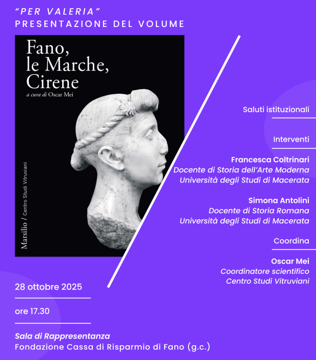 “Per Valeria”, presentazione del volume Fano, le Marche, Cirene