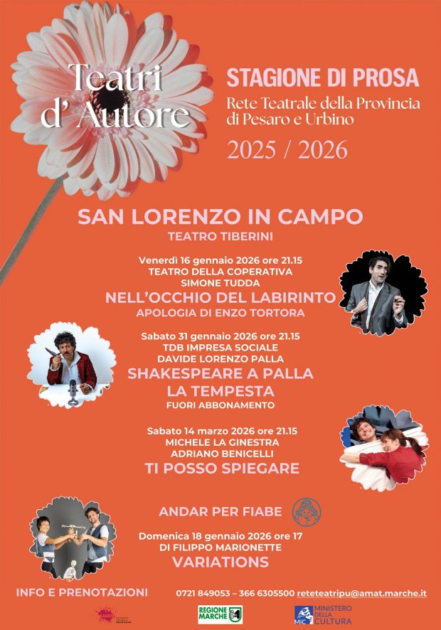 San Lorenzo in Campo, al via “1 Palco 1000 Emozioni” al Teatro Mario Tiberini