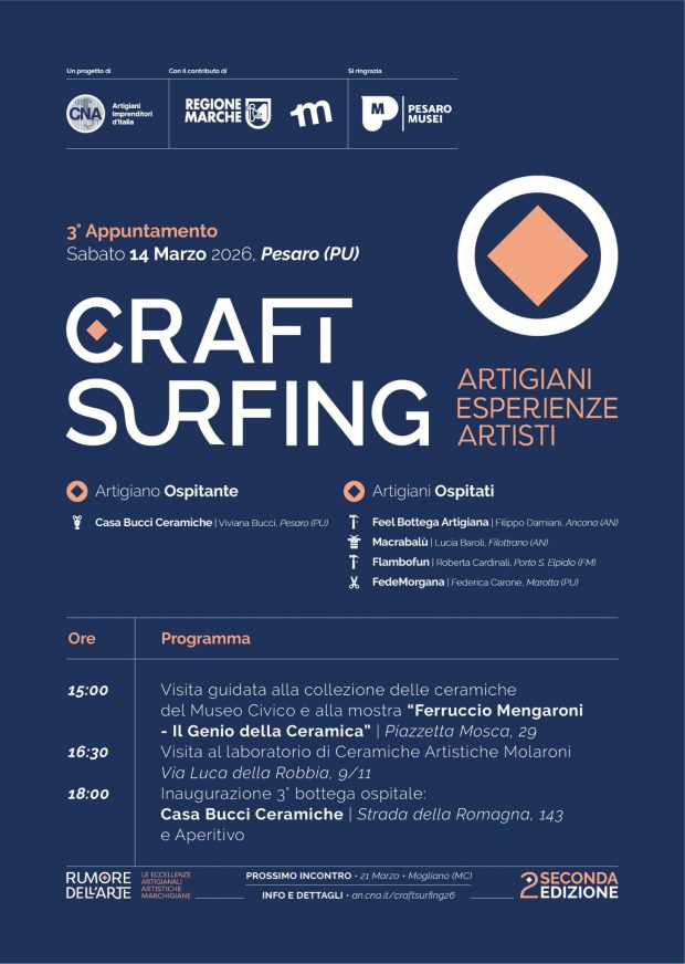 Craft surfing, il viaggio dell’artigianato artistico delle Marche approda a Pesaro con Cna