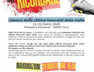 Fano, alla Mediateca Montanari l’elenco delle vittime innocenti delle mafie