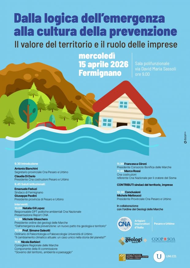 Territorio e cambiamenti climatici, iniziativa di CNA Pesaro Urbino con Ordini geologi e geometri