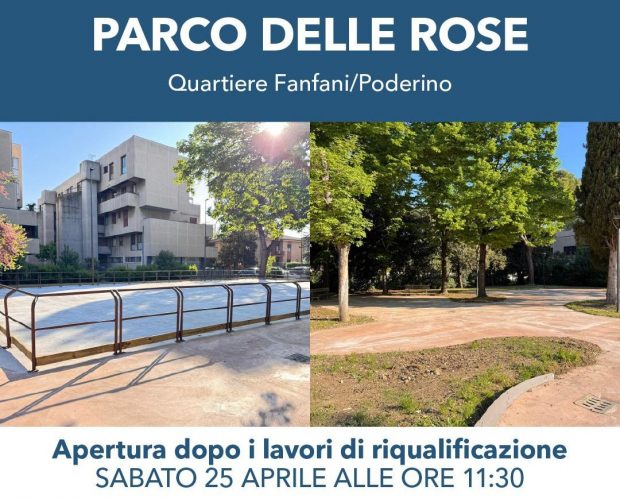 Fano, sabato la riapertura del Parco delle Rose nel quartiere Fanfani/Poderino