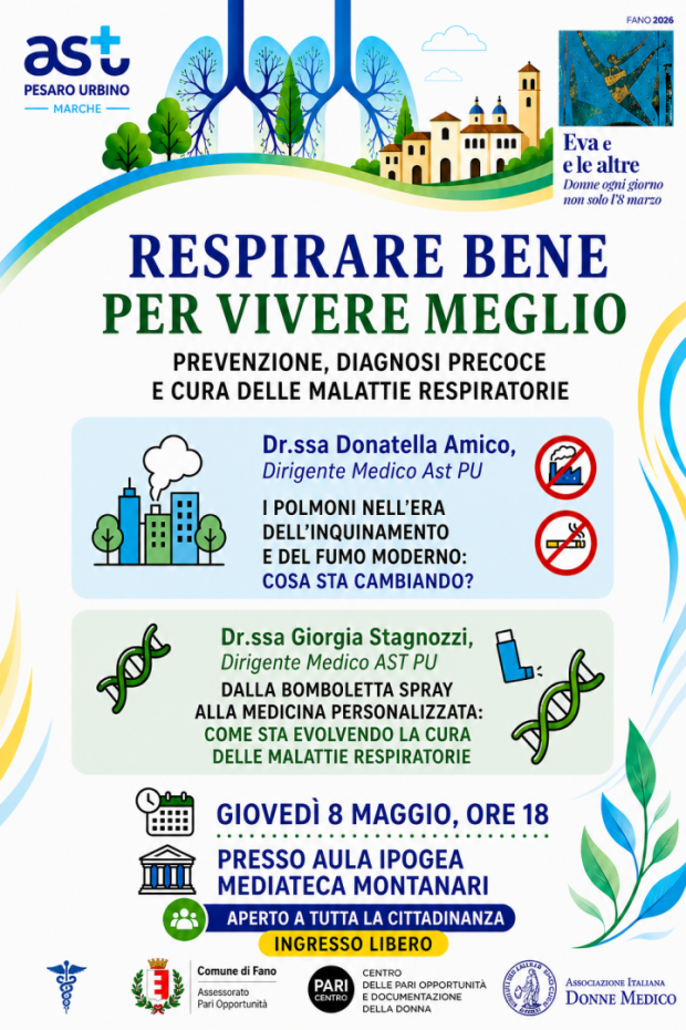 Respirare bene per vivere meglio: incontro pubblico sulla salute respiratoria a Fano